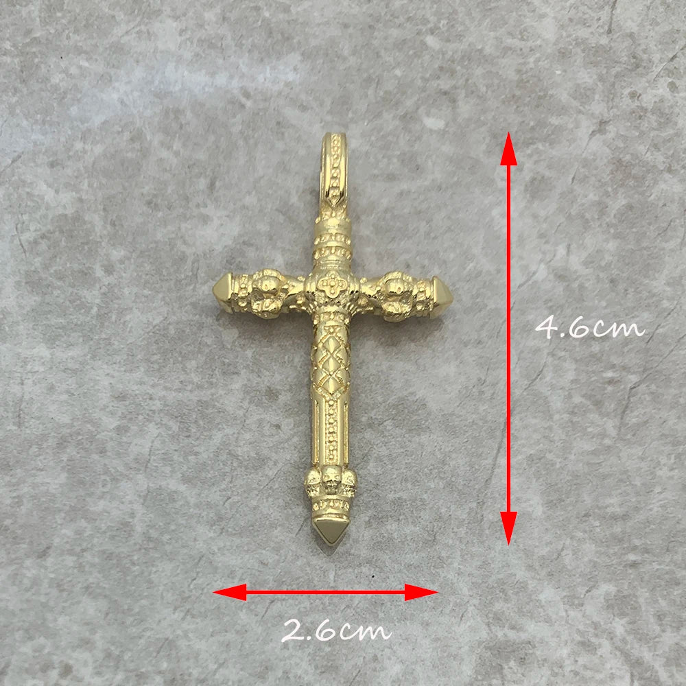Golden Skull Cross Pendant 925 Sterling Silver Fine Jewelry