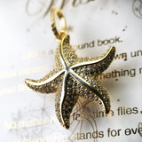 Golden Starfish Pendant, Fine Jewelry Europe Bijoux Gift For Woman Men