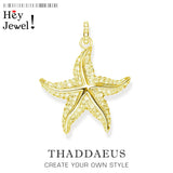 Golden Starfish Pendant, Fine Jewelry Europe Bijoux Gift For Woman Men