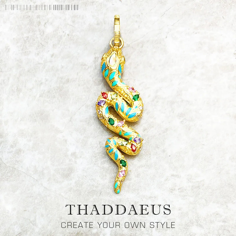 Golden Twisted Snake Pendant, Boho 925 Sterling Silver Gift