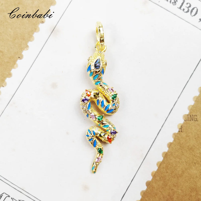 Golden Twisted Snake Pendant in 925 Sterling Silver - Boho Jewelry