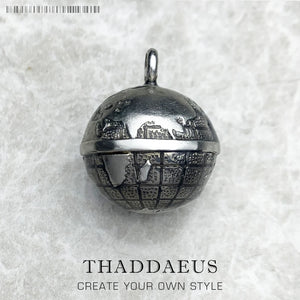 Gray Globe Pendant Necklace 925 Sterling Silver Bijoux Jewelry Gift