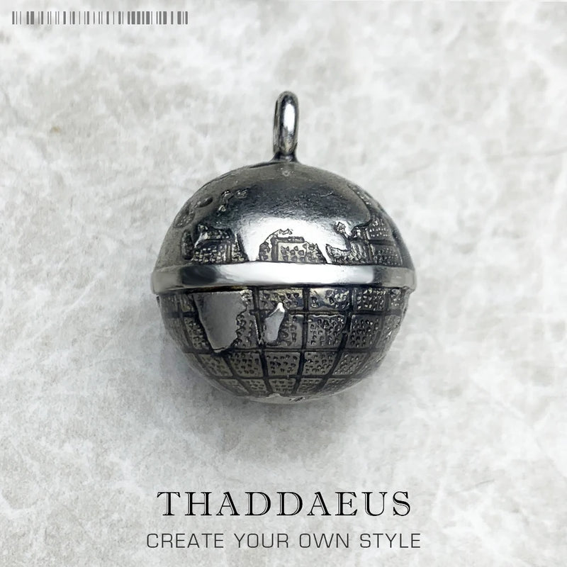 Gray Globe Pendant Necklace 925 Sterling Silver Bijoux Jewelry Gift