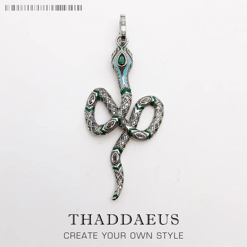 Green Snake Pendant Necklace, Boho Style Jewelry for Women, Spring Collection