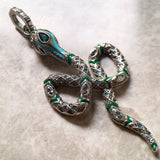 Pure 925 Sterling Silver Green Snake Pendant