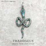 Pure 925 Sterling Silver Green Snake Pendant