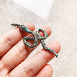 Pure 925 Sterling Silver Green Snake Pendant