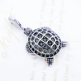 Large Green Turtle Pendant 925 Silver Sterling Jewelry