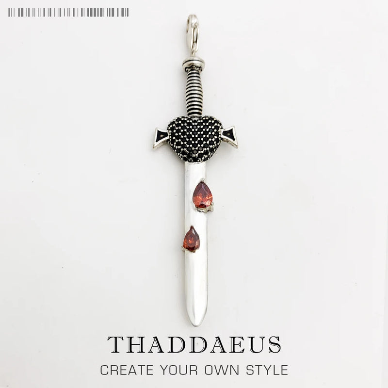 Heart Sword Pendant Necklace Europe Bijoux Gift