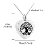 Tree of Life Ashes Urn Necklace for Memorial Personalized Cremation Jewelry