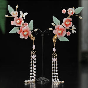 Pearl Flower Hairpins Side Clips Chinese Style Headpieces