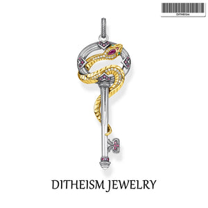 Pendant Key With Golden Snake 925 Sterling Silver Fit Necklace Summer