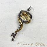 Pendant Key With Golden Snake 925 Sterling Silver Fit Necklace Summer
