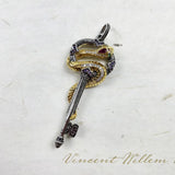 Pendant Key With Golden Snake 925 Sterling Silver Fit Necklace Summer