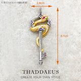 Snake Heart Pendant Key Winged Summer Jewelry 925 Silver Gift for Woman