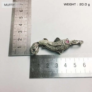 Koi Fish Pendant 925 Silver Zirconia Jewelry Fit Necklace Lucky Gift Women