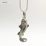 Koi Fish Pendant 925 Silver Zirconia Jewelry Fit Necklace Lucky Gift Women