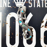 Pendant Lizard 925 Sterling Silver Colorful Stones Fit Necklace Fine Man Woman