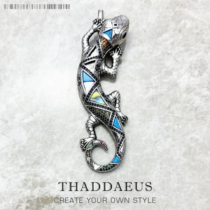 925 Sterling Silver Turquoise Lizzard Pendant