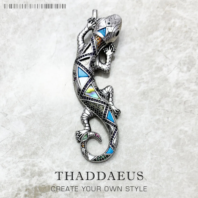 925 Sterling Silver Turquoise Lizzard Pendant