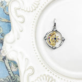 925 Silver Golden Bicolor Moon & Star Pendant with Colorful Zirconia