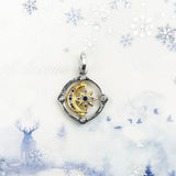 925 Silver Golden Bicolor Moon & Star Pendant with Colorful Zirconia