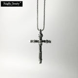 925 Silver Cross Pendant Necklace with Zirconia Chain