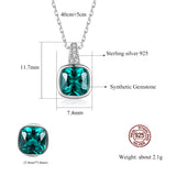 925 Silver Emerald Green Lab Gem Pendant Necklace Zircon CZ Women