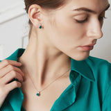 925 Silver Emerald Green Lab Gem Pendant Necklace Zircon CZ Women