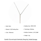 925 Sterling Silver Pendant Necklace Square Bar Bride Wedding Jewelry