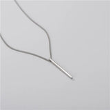 925 Sterling Silver Pendant Necklace Square Bar Bride Wedding Jewelry