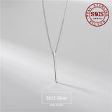 925 Sterling Silver Pendant Necklace Square Bar Bride Wedding Jewelry