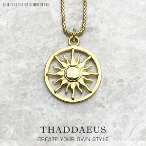 Sun Pendant Necklace 925 Sterling Silver Jewelry Men Women