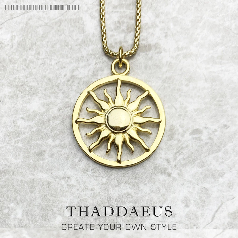 Sun Pendant Necklace 925 Sterling Silver Jewelry Men Women