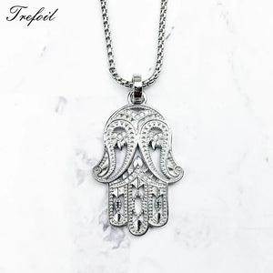 Hand of Fatima Pendant Necklace 925 Sterling Silver Vintage Fine Jewelry