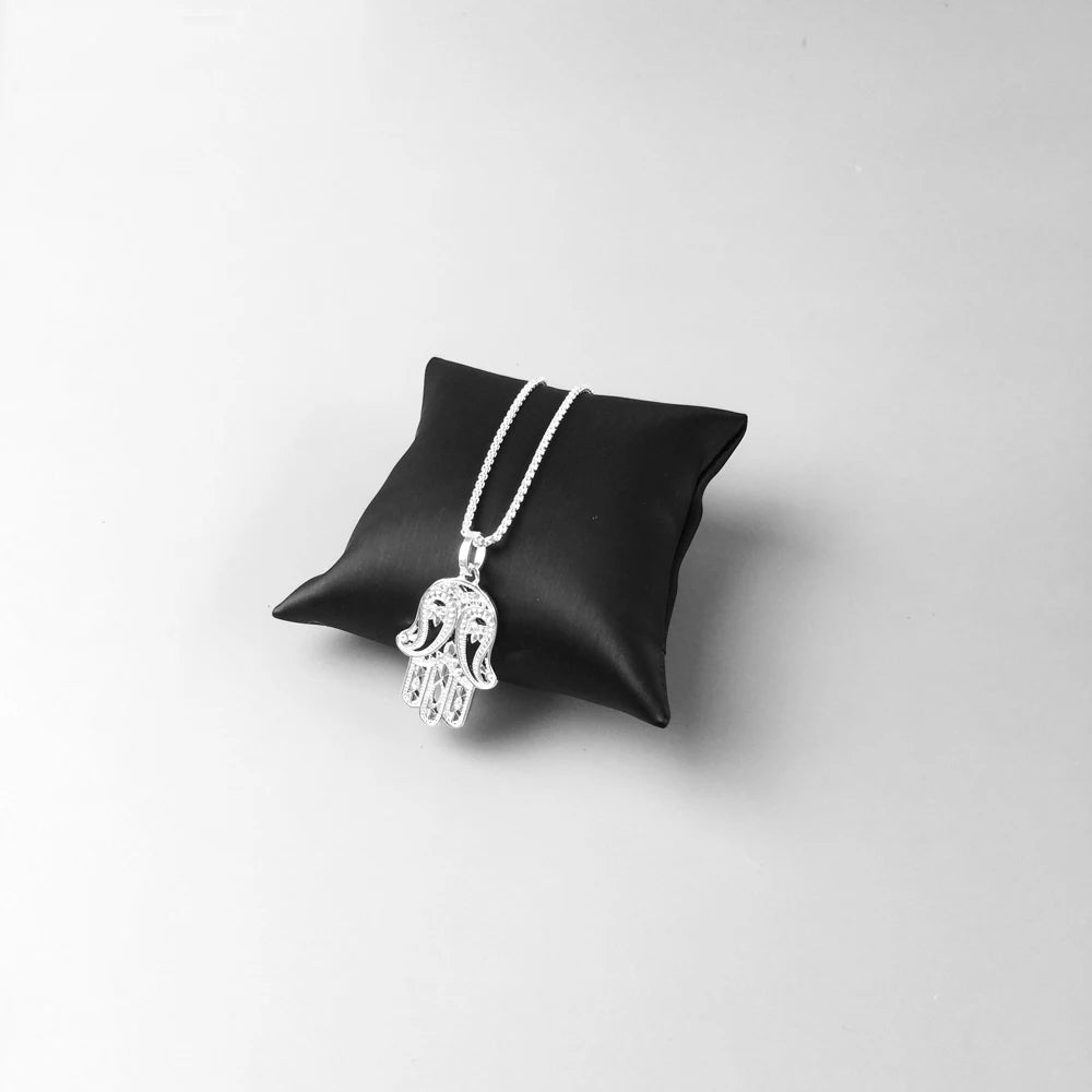 Hand of Fatima Pendant Necklace 925 Sterling Silver Vintage Fine Jewelry