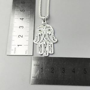 Hand of Fatima Pendant Necklace 925 Sterling Silver Vintage Fine Jewelry