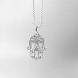 Hand of Fatima Pendant Necklace 925 Sterling Silver Vintage Fine Jewelry