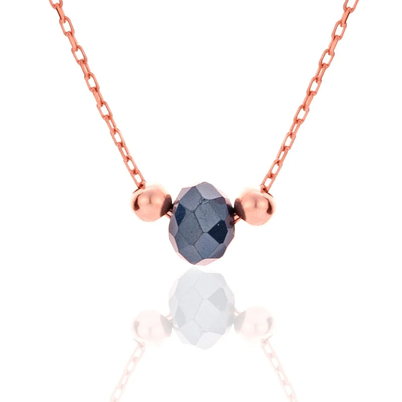 Gray Crystal Stone Pendant Necklace 925 Sterling Silver Chain