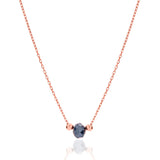 Gray Crystal Stone Pendant Necklace 925 Sterling Silver Chain