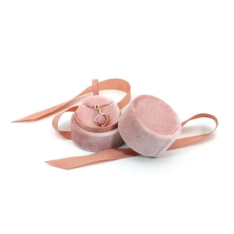 Round Bowknot Jewelry Box for Rings, Earrings - Wedding Display