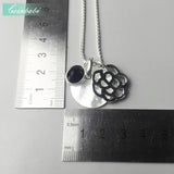 Sterling Silver Pendant Necklace with Mother of Pearl and Crystal