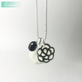 Sterling Silver Pendant Necklace with Mother of Pearl and Crystal