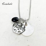 Sterling Silver Pendant Necklace with Mother of Pearl and Crystal