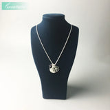 Sterling Silver Pendant Necklace with Mother of Pearl and Crystal