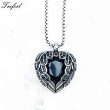 Winged Heart Crystal Pendant Necklace 925 Sterling Silver