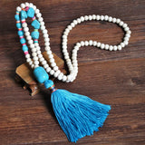 Boho Turquoise Shell Tassel Pendant Necklace for Women