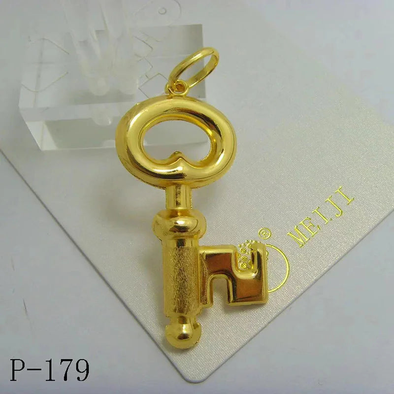Key Lock Pattern Pendant Necklace Copper Chain for Women