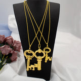 Key Lock Pattern Pendant Necklace Copper Chain for Women