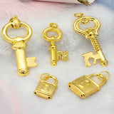 Key Lock Pattern Pendant Necklace Copper Chain for Women